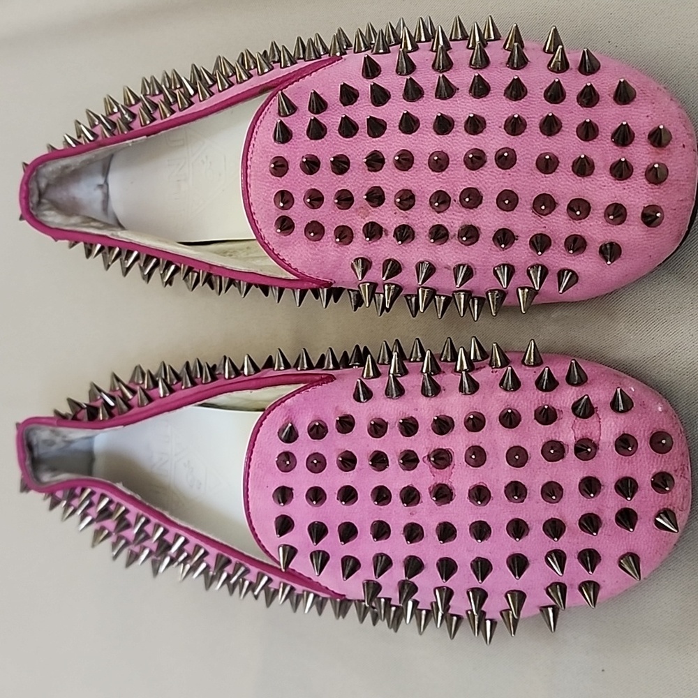 UNIF Hellraiser Pink Spiked Loafers